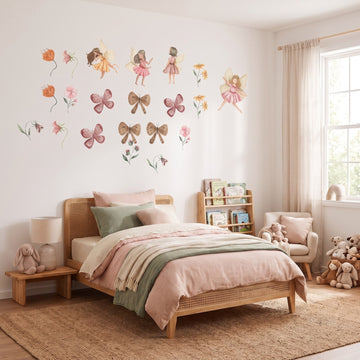 Enchanted Fairy Garden Set Wall Sticker Decals wall decals: the whole room from a corner in a girl's bedroom