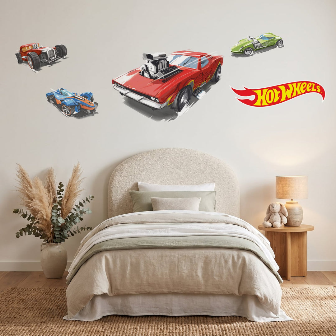 Hot Wheels Hot Rod Heroes Wall Sticker Decals wall decals on a girl's bedroom wall (Full Room (Large) size)