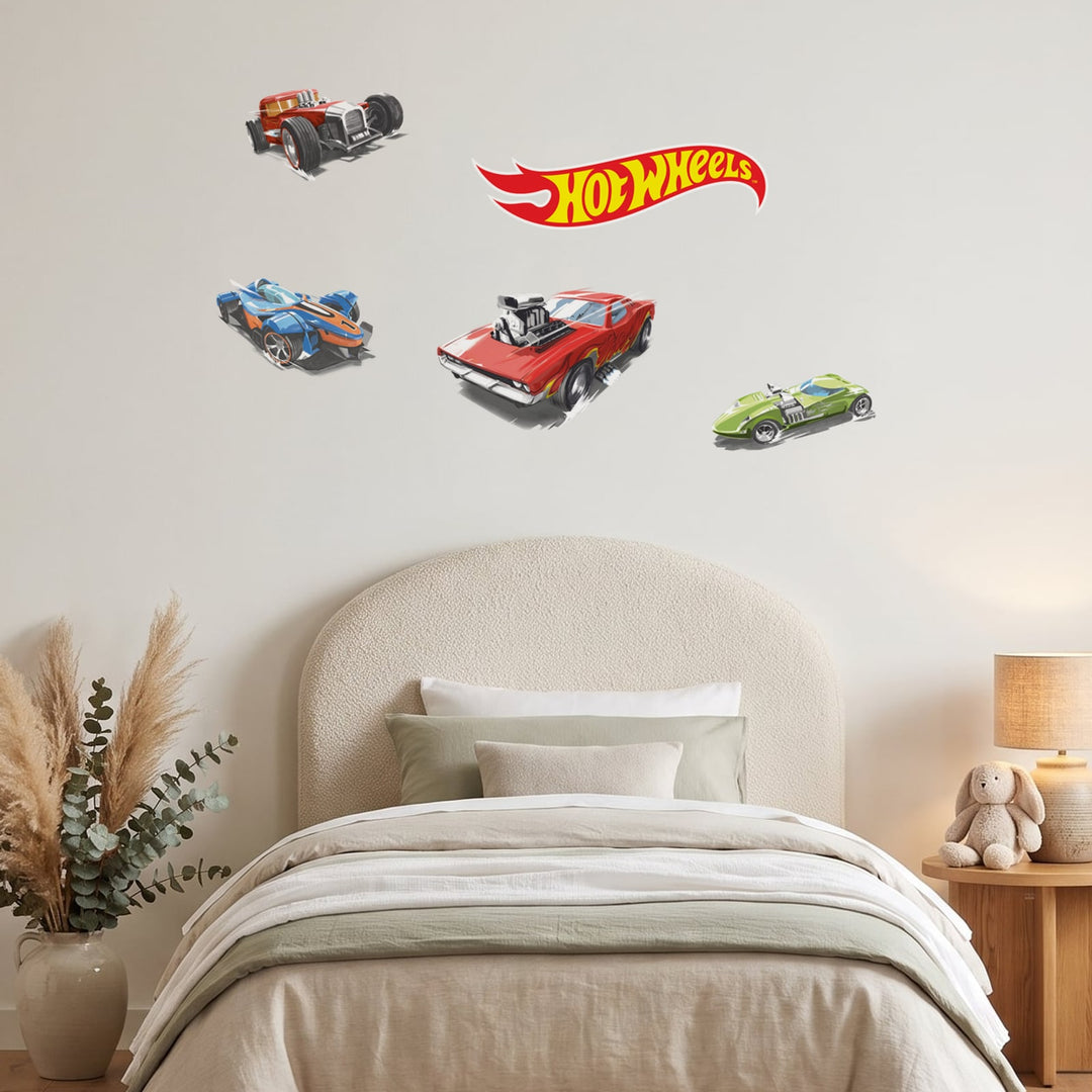 Hot Wheels Hot Rod Heroes Wall Sticker Decals wall decals on a girl's bedroom wall (Accent (Small) size)