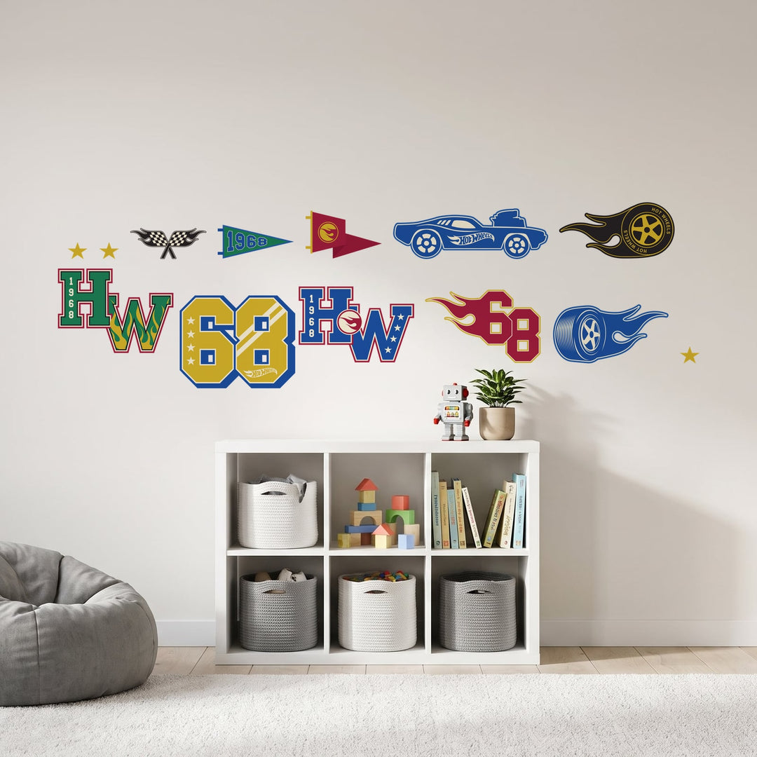 Hot Wheels Varsity Icons Wall Sticker Decals wall decals on a kids' room wall (Feature Wall (Medium) size)