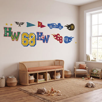 Hot Wheels Varsity Icons Wall Sticker Decals wall decals: the whole room from a corner in a playroom