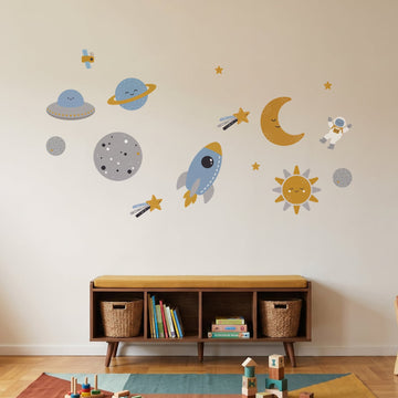 Little Rocket Scandi Space Set Wall Sticker Decals wall decals on a playroom wall (Accent (Small) size)