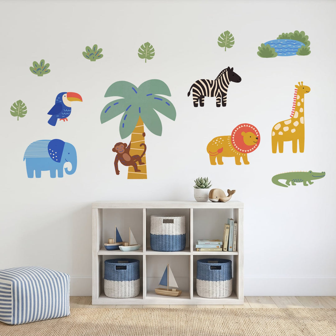Cut Paper Safari Set Wall Sticker Decals wall decals on a kids' room wall (Feature Wall (Medium) size)