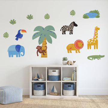 Cut Paper Safari Set Wall Sticker Decals wall decals on a kids' room wall (Feature Wall (Medium) size)