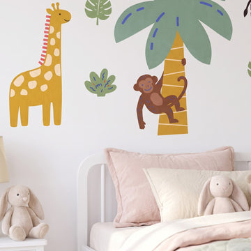 Cut Paper Safari Set Wall Sticker Decals wall decals: a close-up of the decals from one side in a girl's bedroom