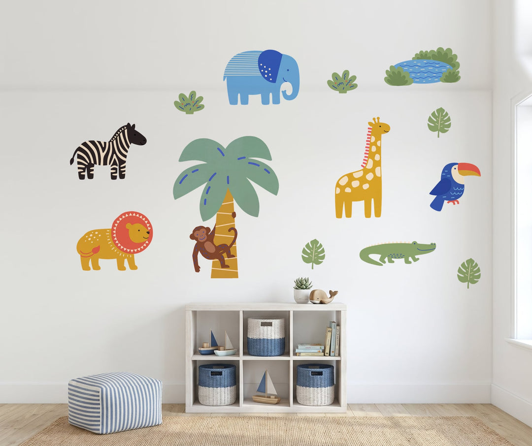 Cut Paper Safari Set Wall Sticker Decals wall decals on a kids' room wall (Full Room (Large) size)