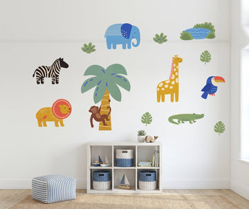 Cut Paper Safari Set Wall Sticker Decals wall decals on a kids' room wall (Full Room (Large) size)