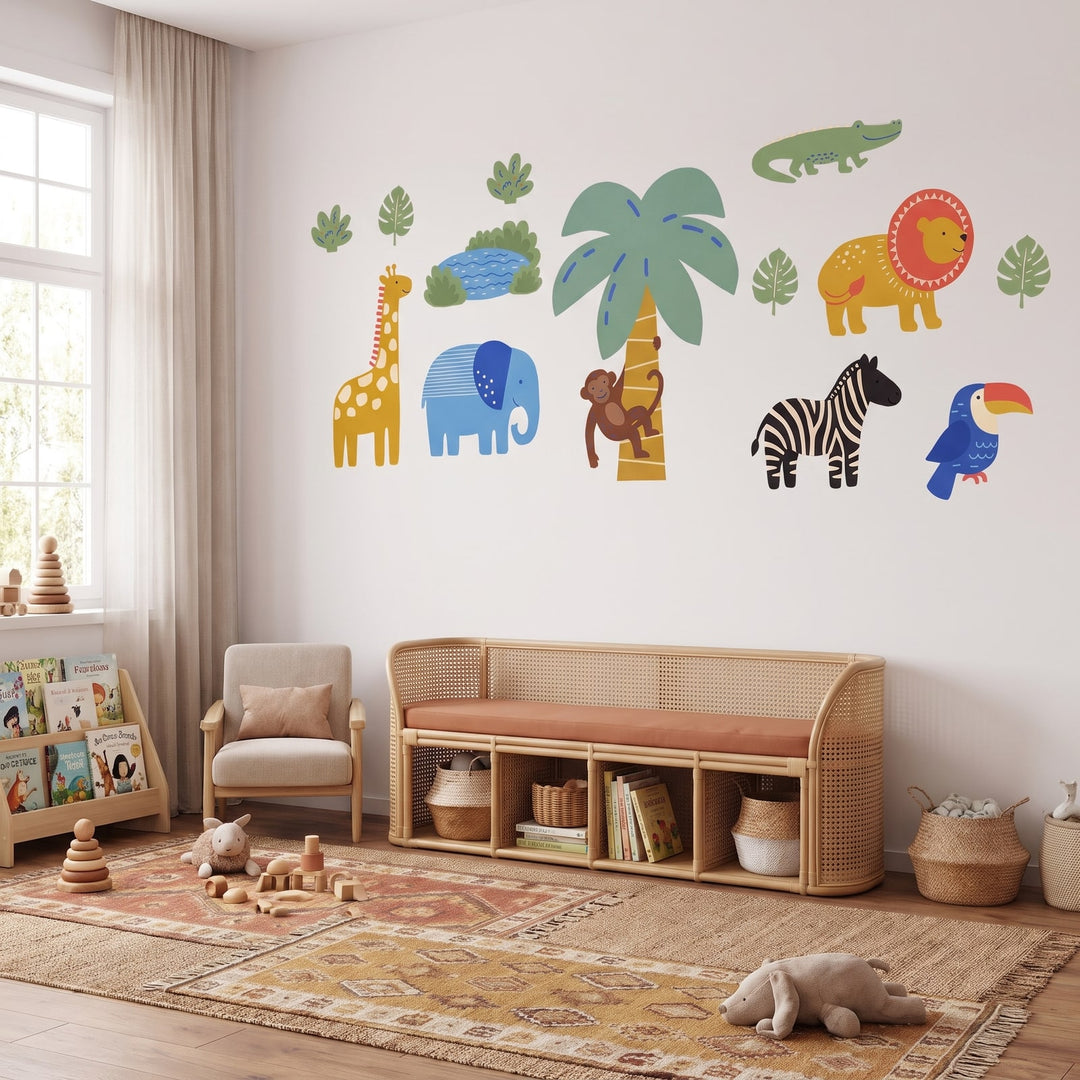 Cut Paper Safari Set Wall Sticker Decals wall decals: the whole room from a corner in a playroom