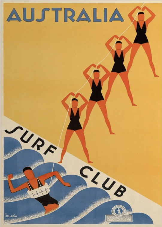 1930 Australia Surf Club Travel Wall Art