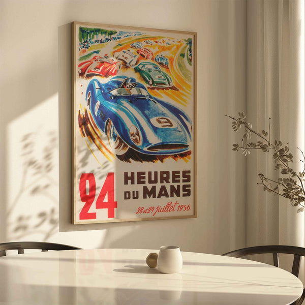 1956 Heures Du Mans Vintage Racing Poster Art