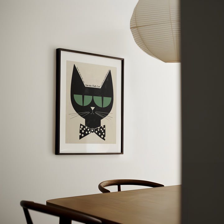 Club Des Chats Cool French Vintage Print,dining room,black border