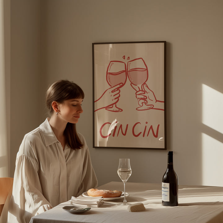 Cheers Cin Cin by Lucia Sankovic,dining room,black border