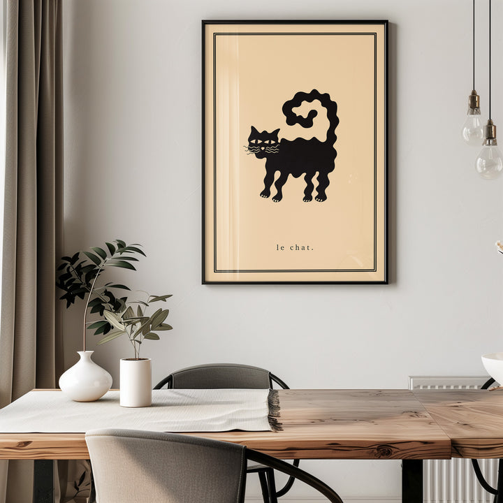 Le Chat French Cat by Lucia Sankovic,dining room,Kitchen,timber border