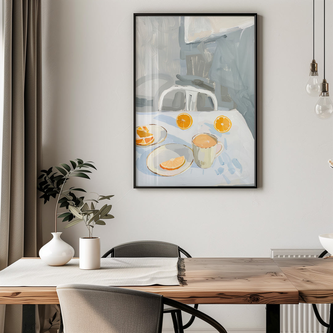 Lemon Breakfast Wall Art Painting,dining room,timber border