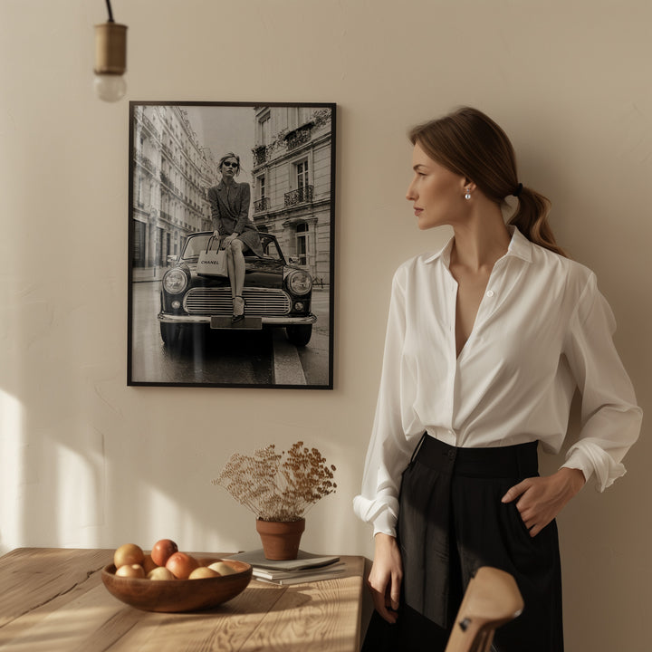 Chanel Street Fashion Car Vintage Photo,diningroom,timber border