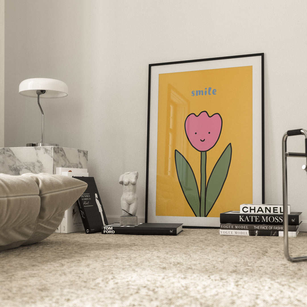 Smile Cute Flower by Lucia Sankovic,livingroom,timber border