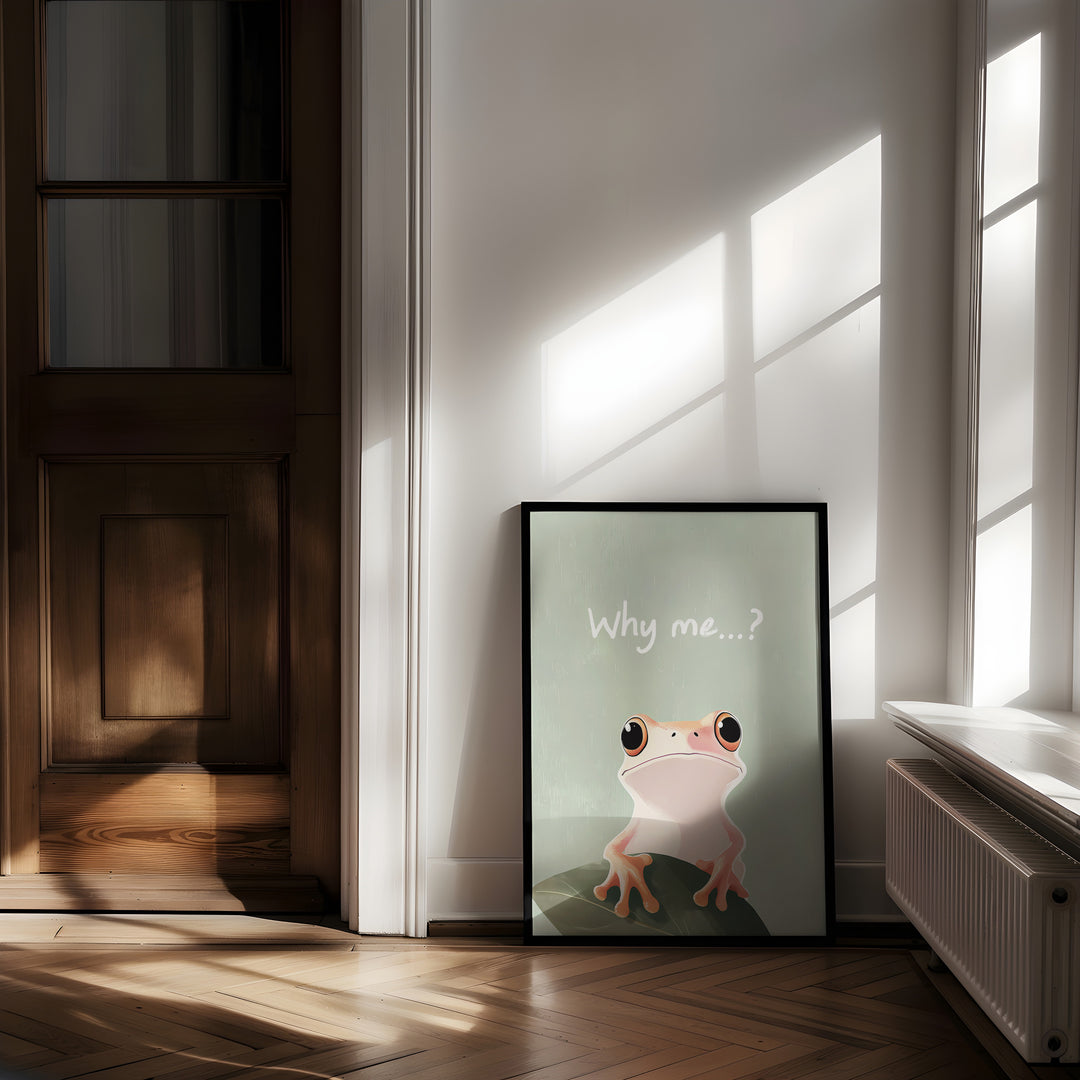 Why me frog,gallery wall,black border