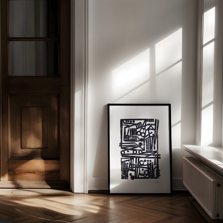 Crammed Maze Abstract Portrait wall,hallway,Print by Maison ,gallerywtimber border