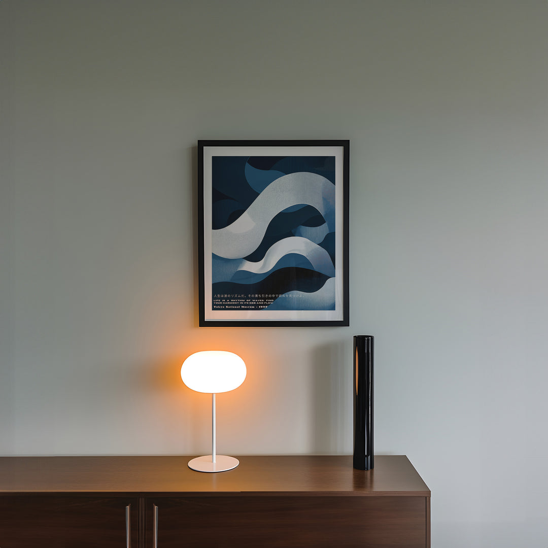 Blue Abstract Japanese Wave,gallery wall,timber border