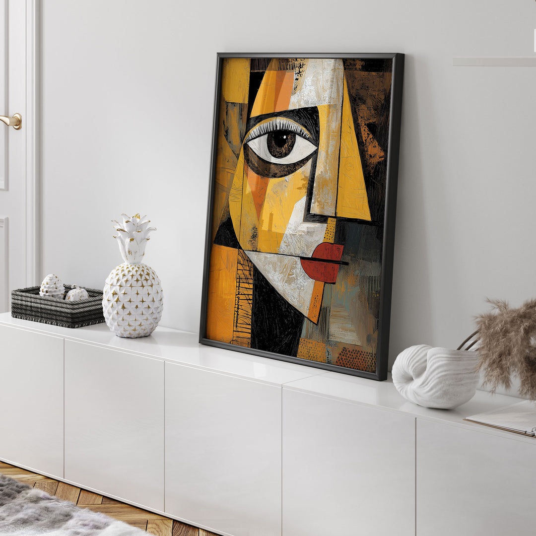 Divided Vision Cubism Artwork,livingroom,black border