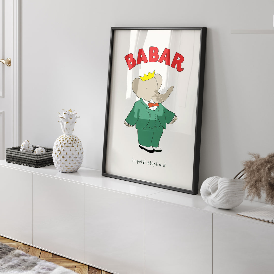 Babar The Original Kids Print,gallery,kitchen,timber border