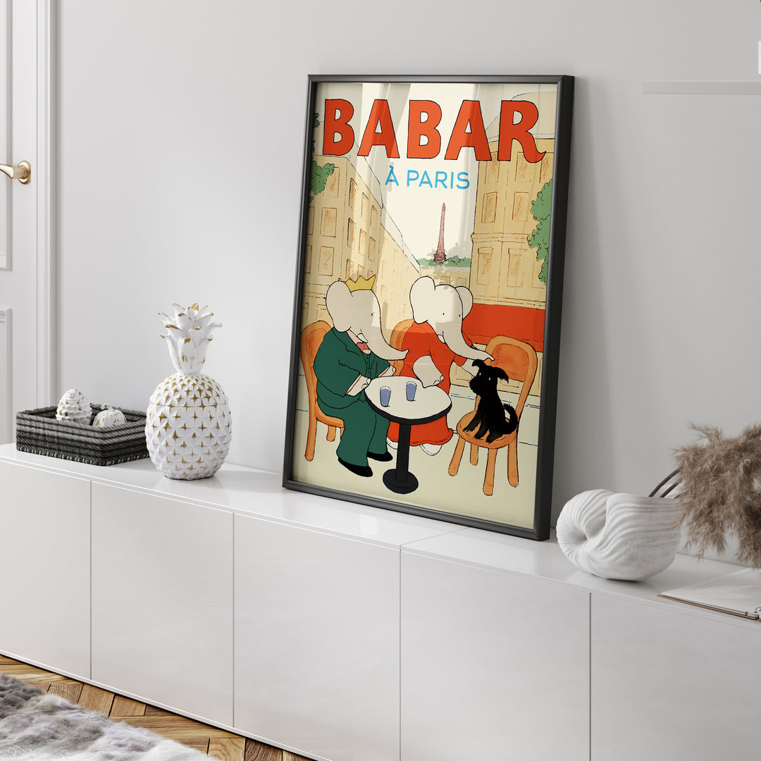 Babar in Paris,living room,timber border