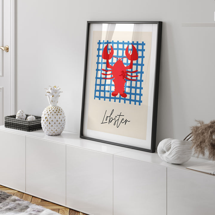 Lobster Santorini Kitchen Print,living room,back border