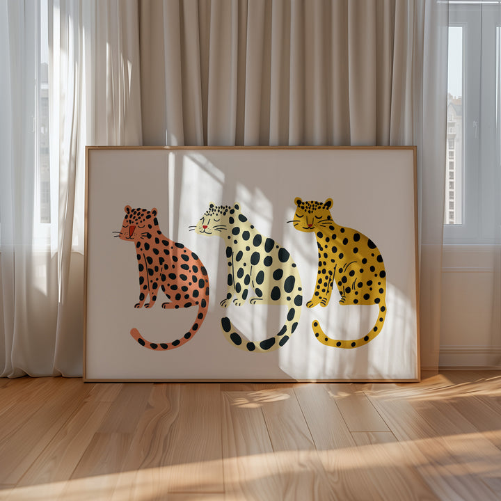 Happy Landscape Leopards Art,living room,timber border