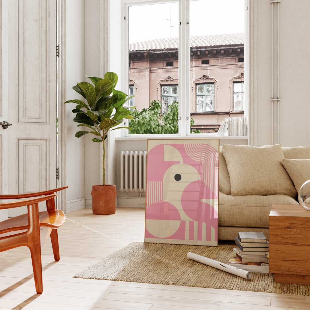 Pink Maze Landscape Abstract by Maison Bootsy,livingroom,timber border