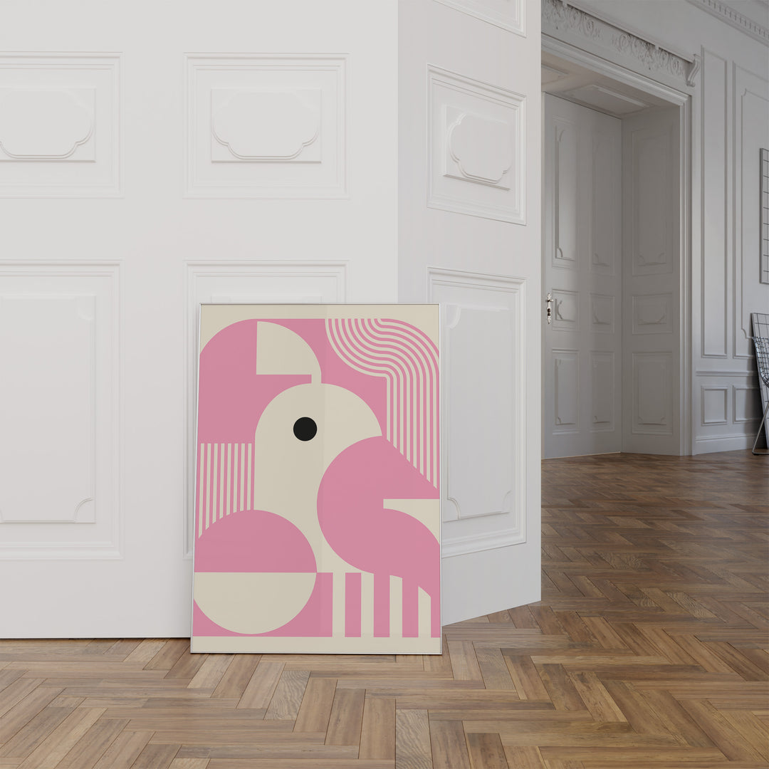 Pink Abstract Bird Maze by Maison Bootsy,livingroom,timber border 