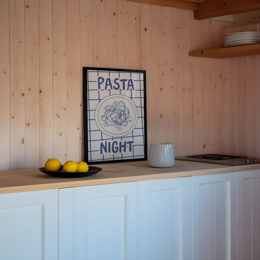 Pasta Night Kitchen Wall Print,kitchen,dining roomtimber border