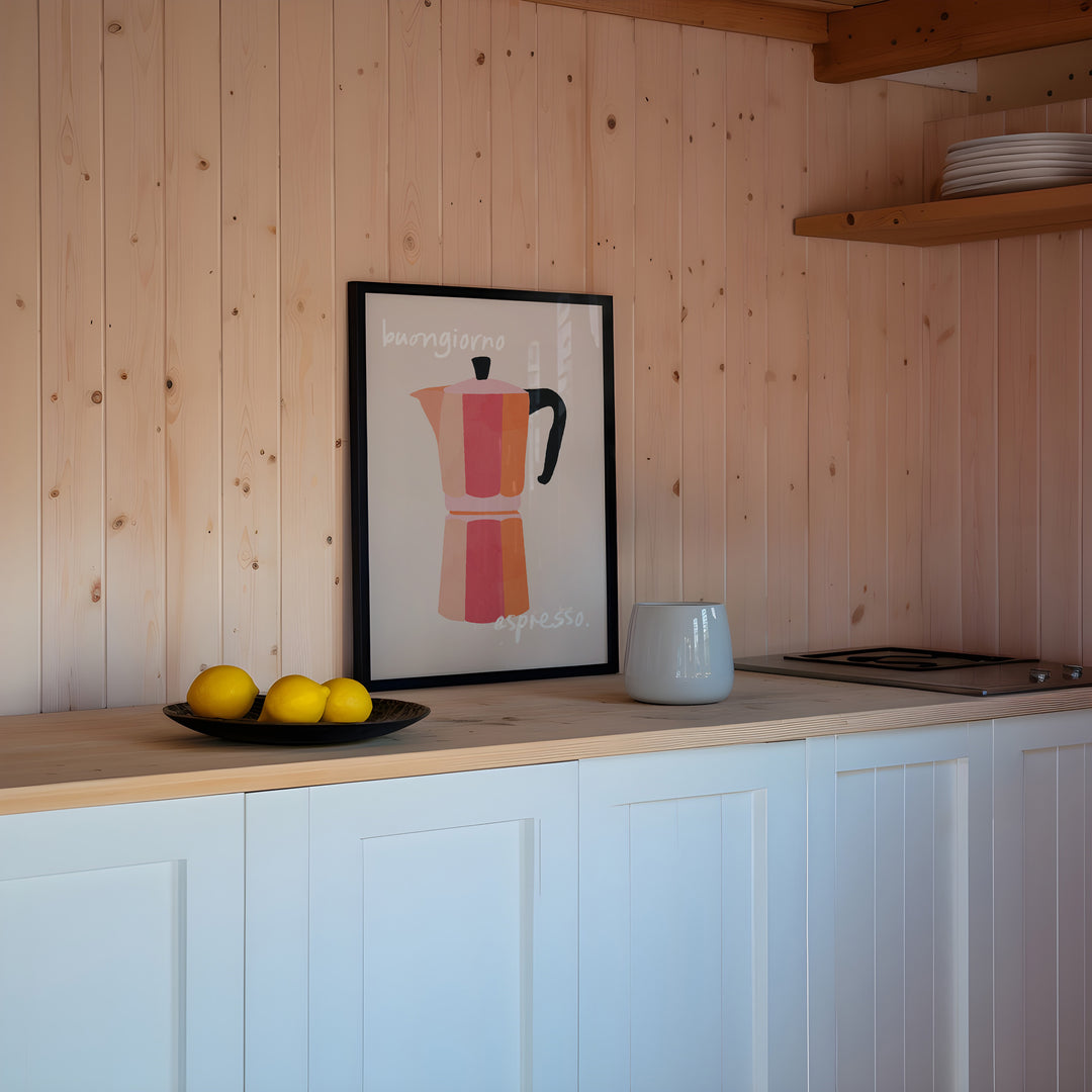 Buongiorno Espresso Kitchen Print,kitchen,dining room,timber border