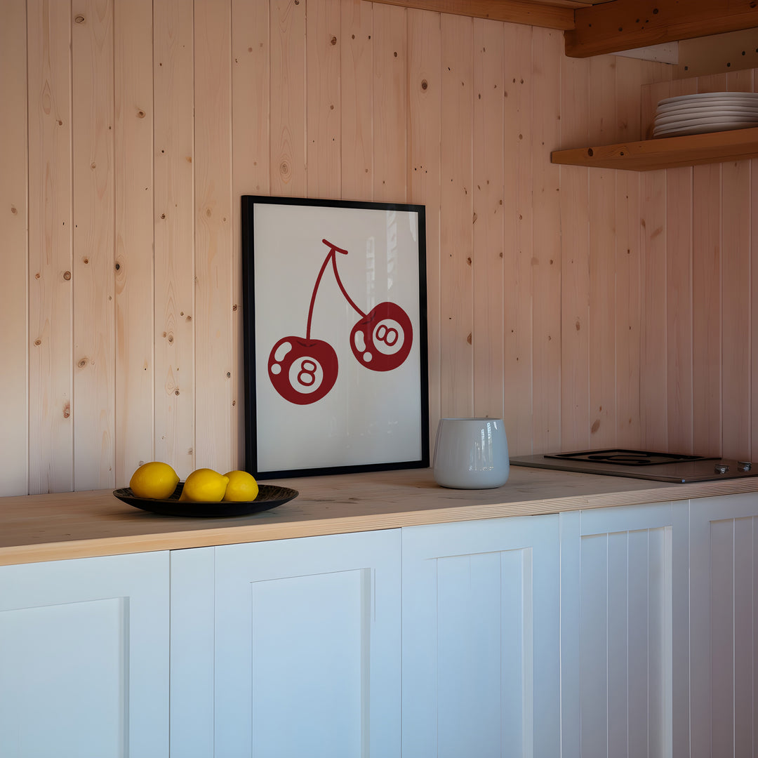 Cherry Lucky 8 Wall Art,diningroom,kitchen,timber border