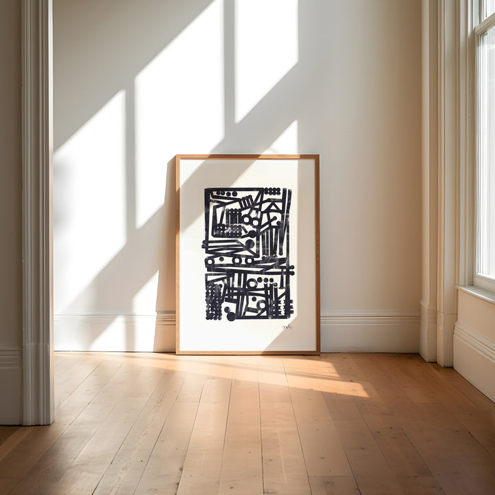 Crammed Maze Abstract Portrait Print by Maison ,gallery wall,hallway,timber border