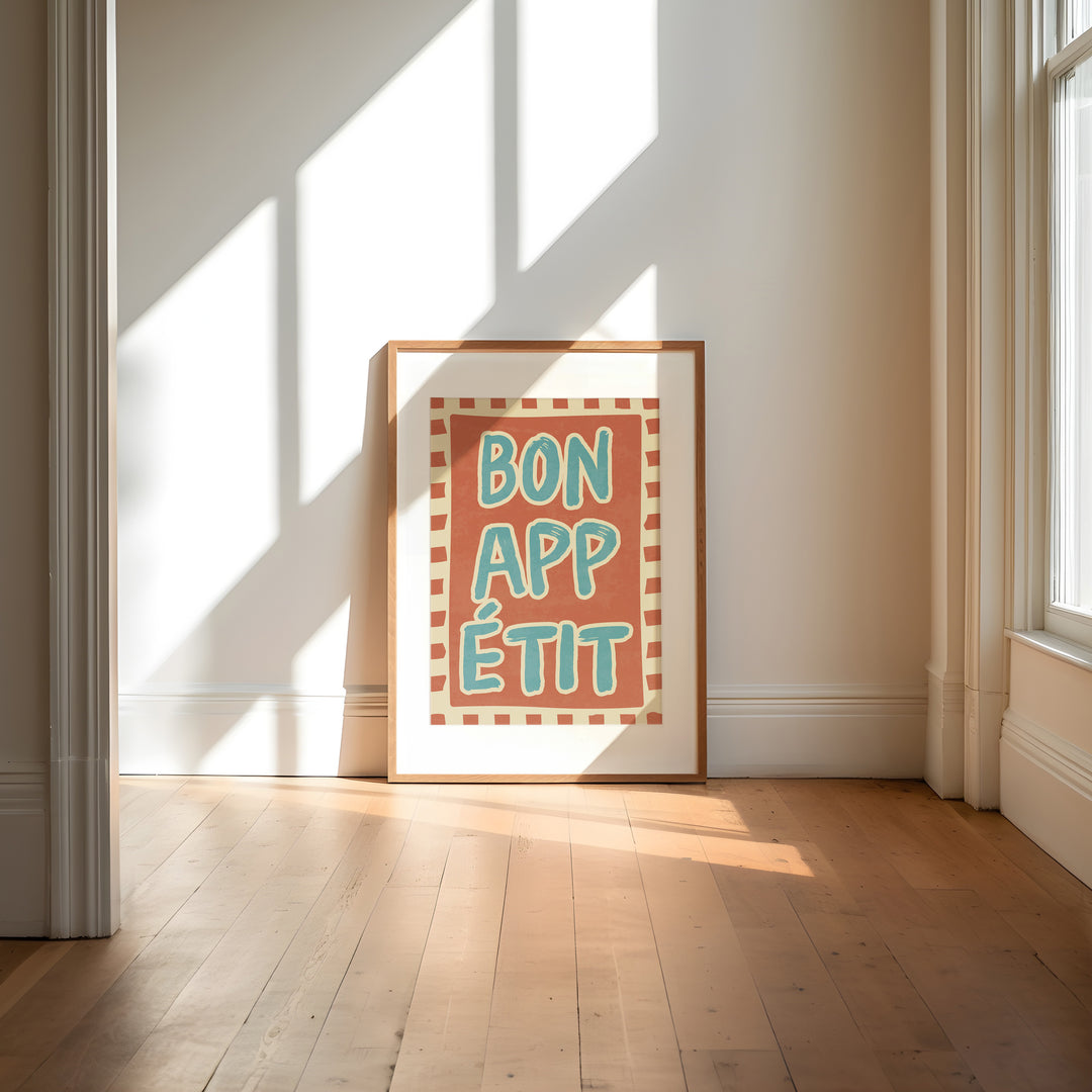 Bon Appetit Print Artwork,gallery wall,timber border