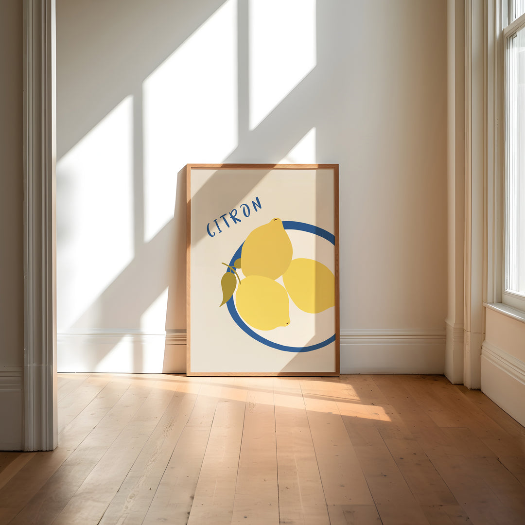 Citron Lemon Wall Art,gallery wall,timber border