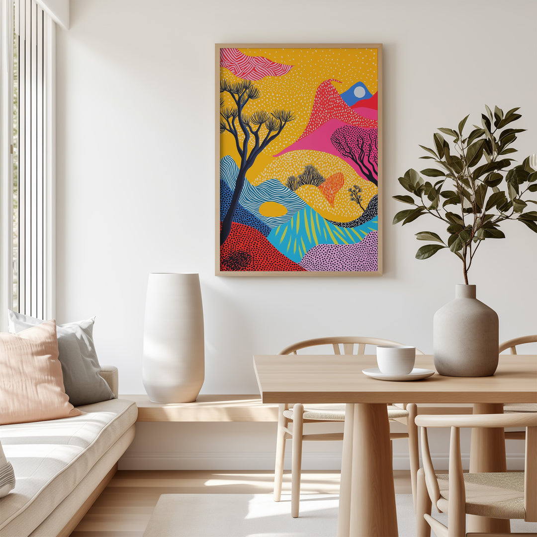 Japanese Colour Mountains Wall Artwork,livingroom,timber border