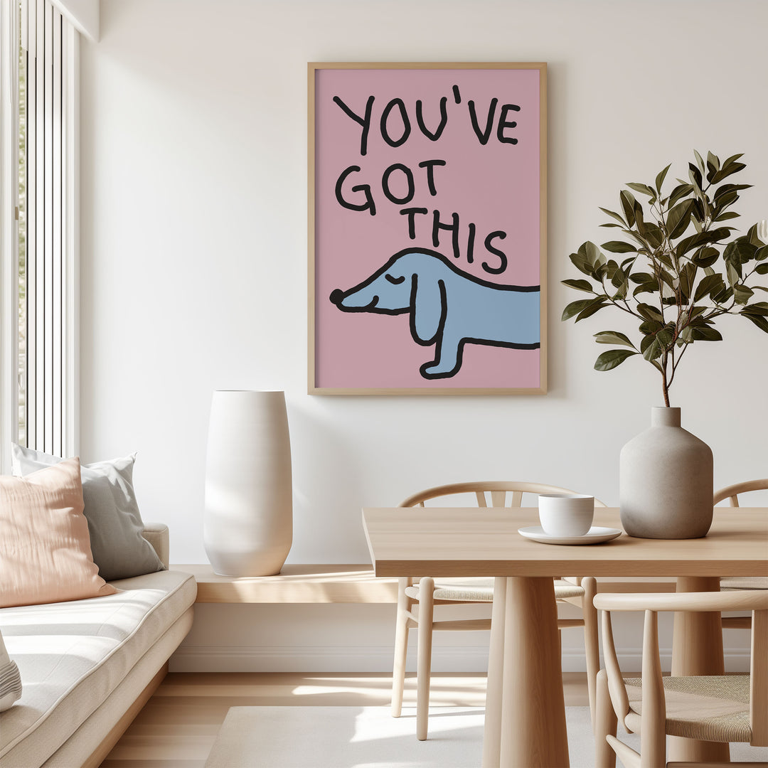 You_ve Got This Sausage Dog Print,living room,dinning room,timber border