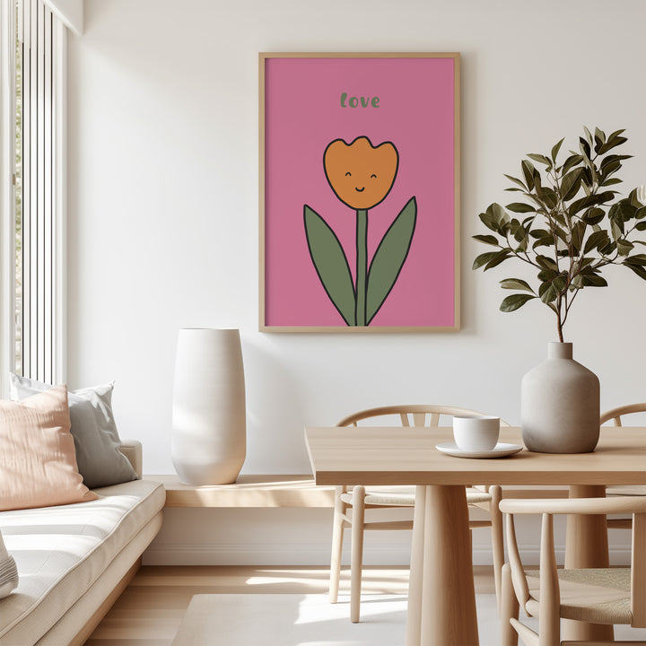 Love cute flower by Lucia Sankovic,living room,timber border