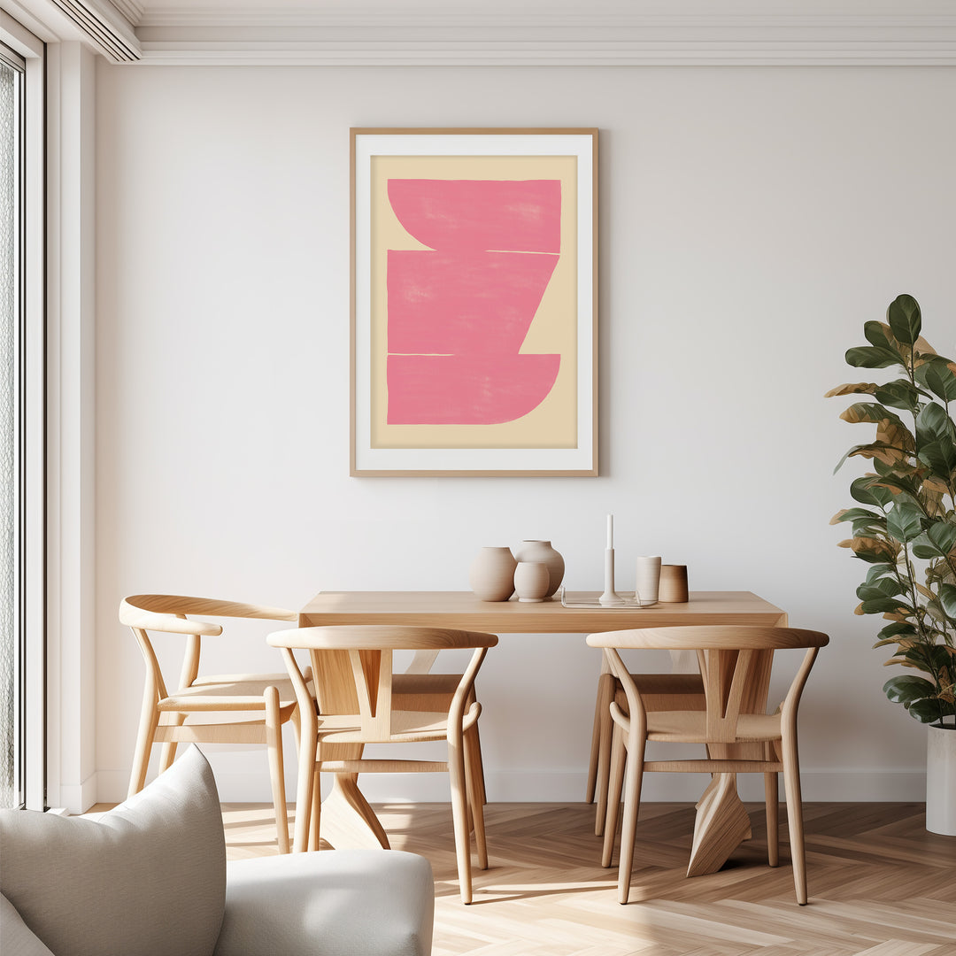 Pink Maze Portrait Abstract by Maison Bootsy,diningroom,timber border