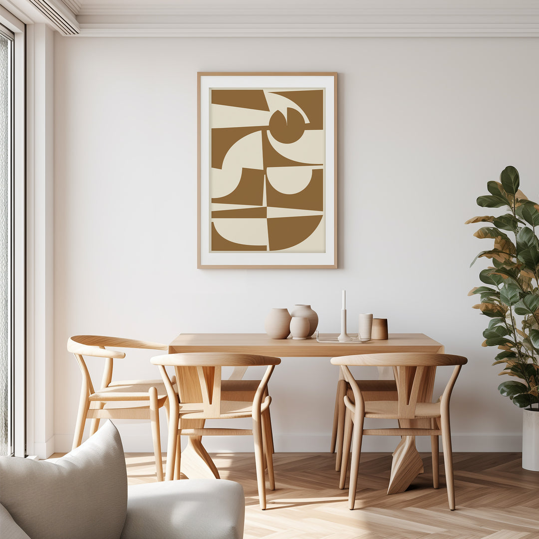 Geometric Brown Portrait Abstract by Maison Boot,dining room,timber border