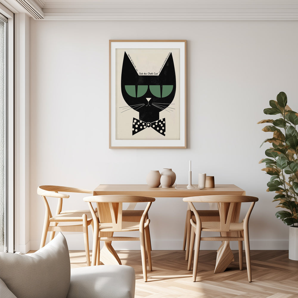 Club Des Chats Cool French Vintage Print,diningroom,timber border