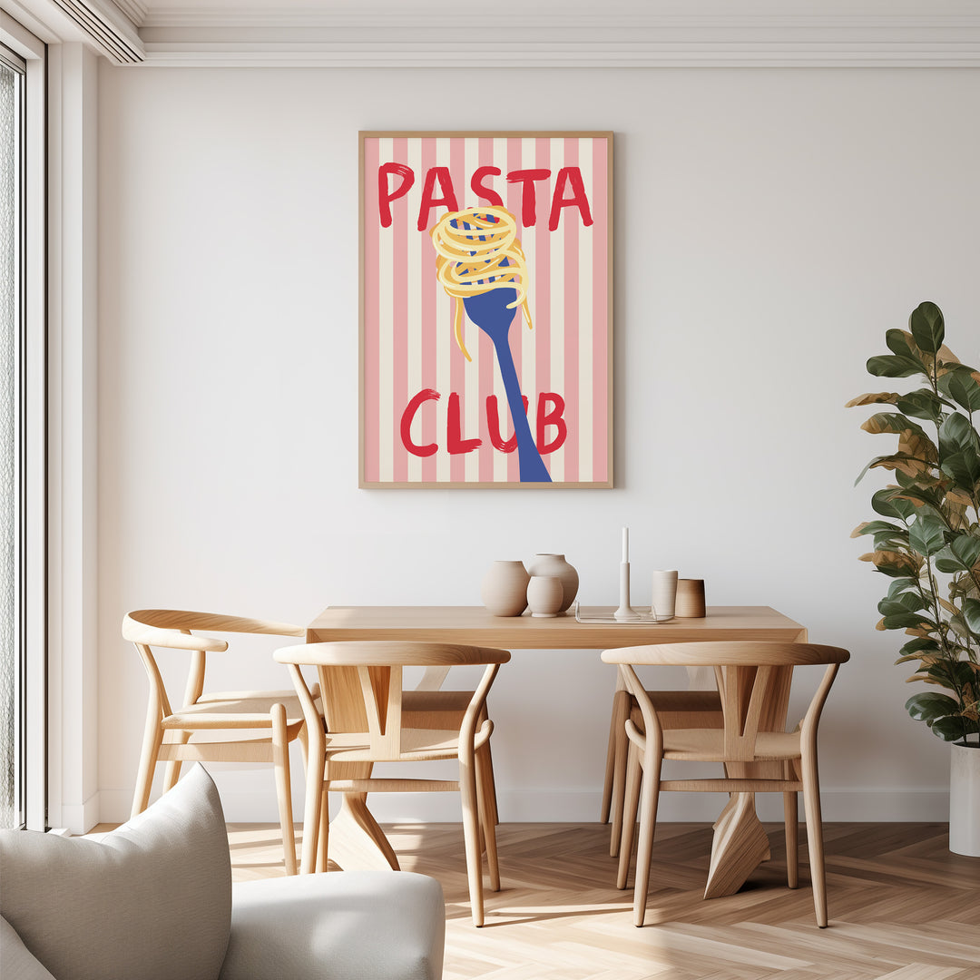 Pink Pasta Club Kitchen Art,kotchentimber border