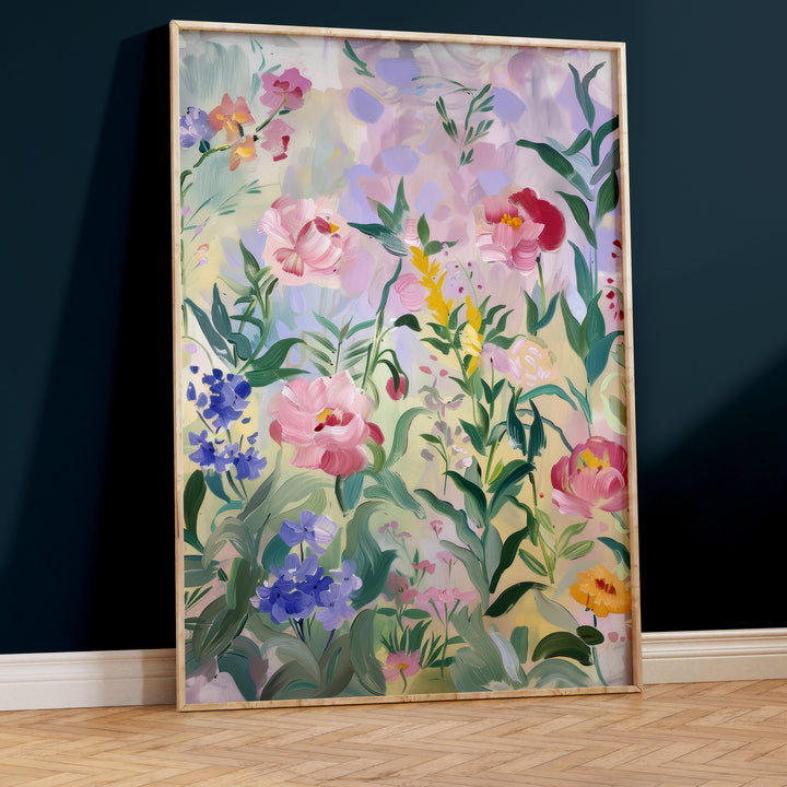 Garden in Bloom Art Illustration,dining room,timber border