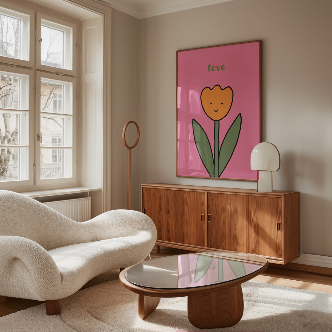 Love cute flower by Lucia Sankovic,living room,timber border