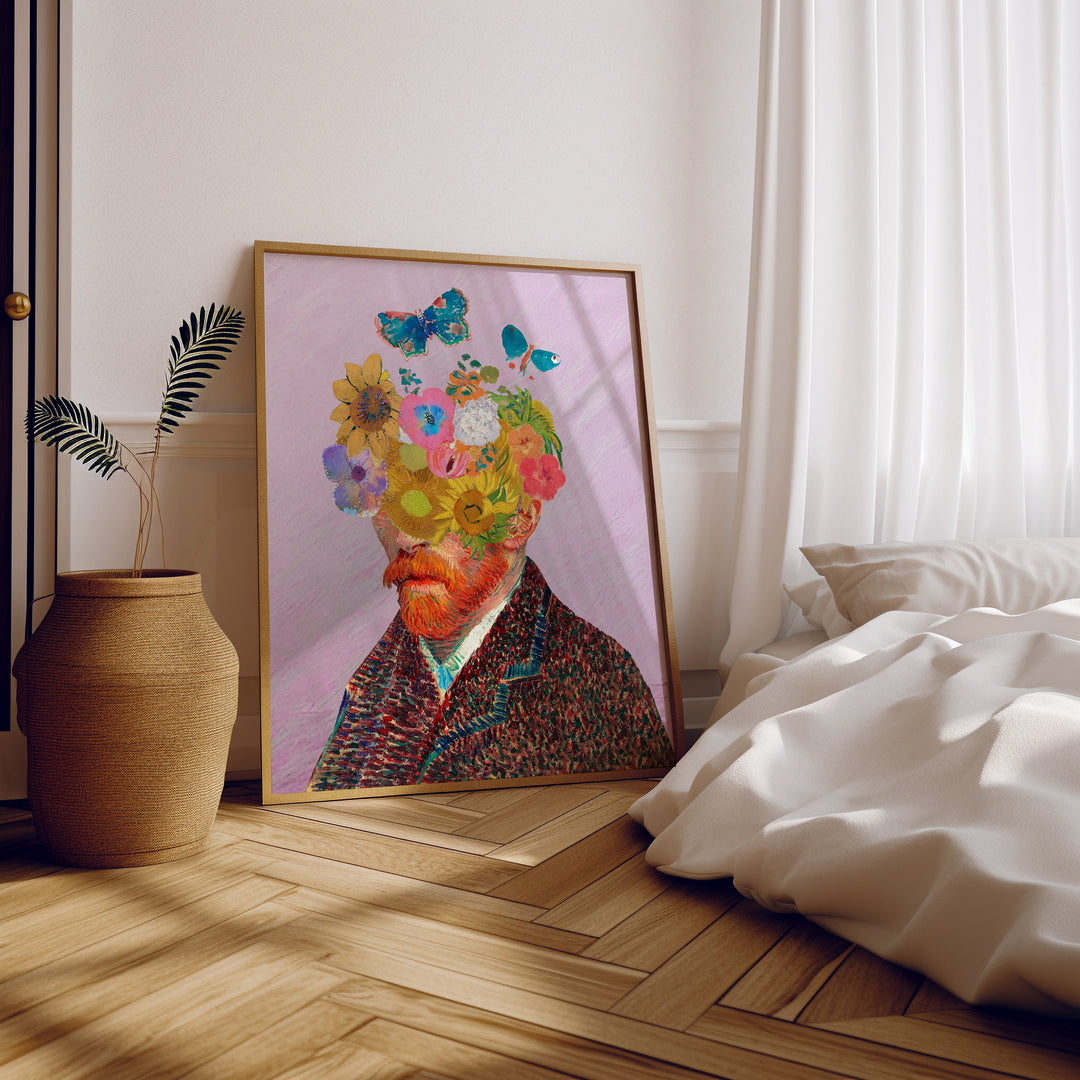 Flower Head by Van Gogh Wall Art.bedroom,timber border