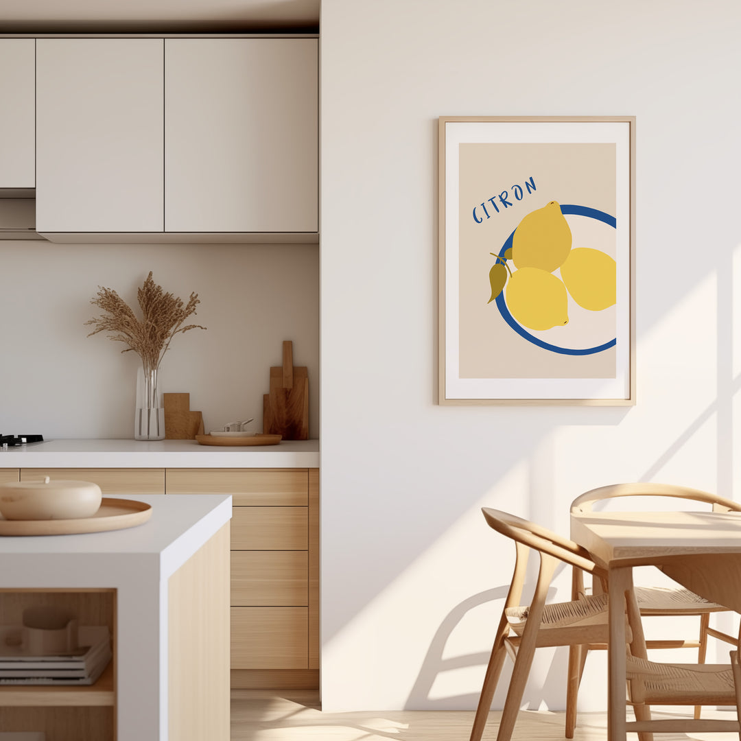 Citron Lemon Wall Art,dining room,timber border