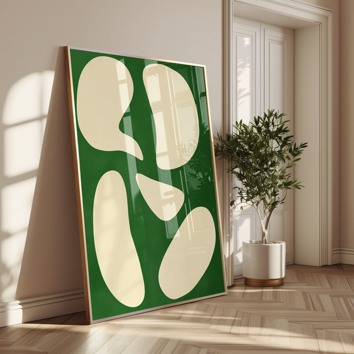 Green Leaf Abstract Print,gallery,timber border