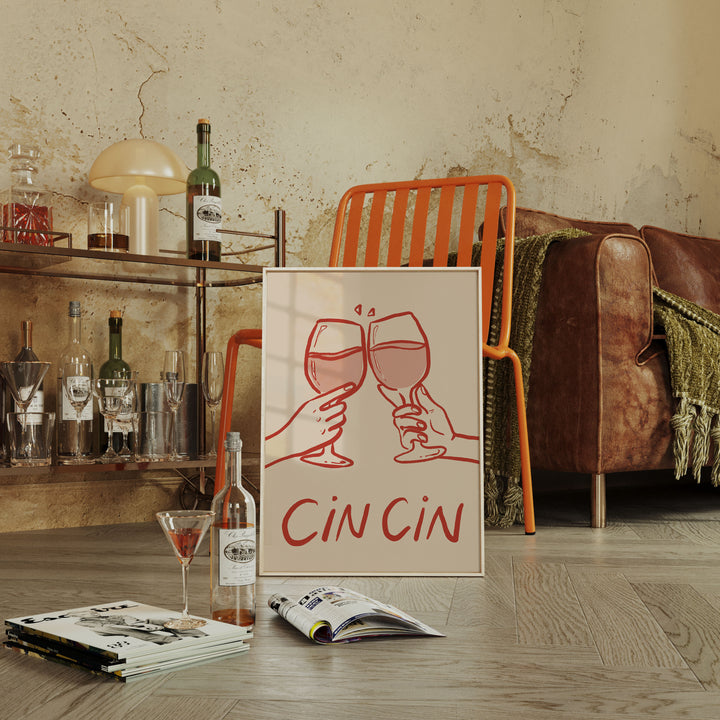 Cheers Cin Cin by Lucia Sankovic,living room,white border