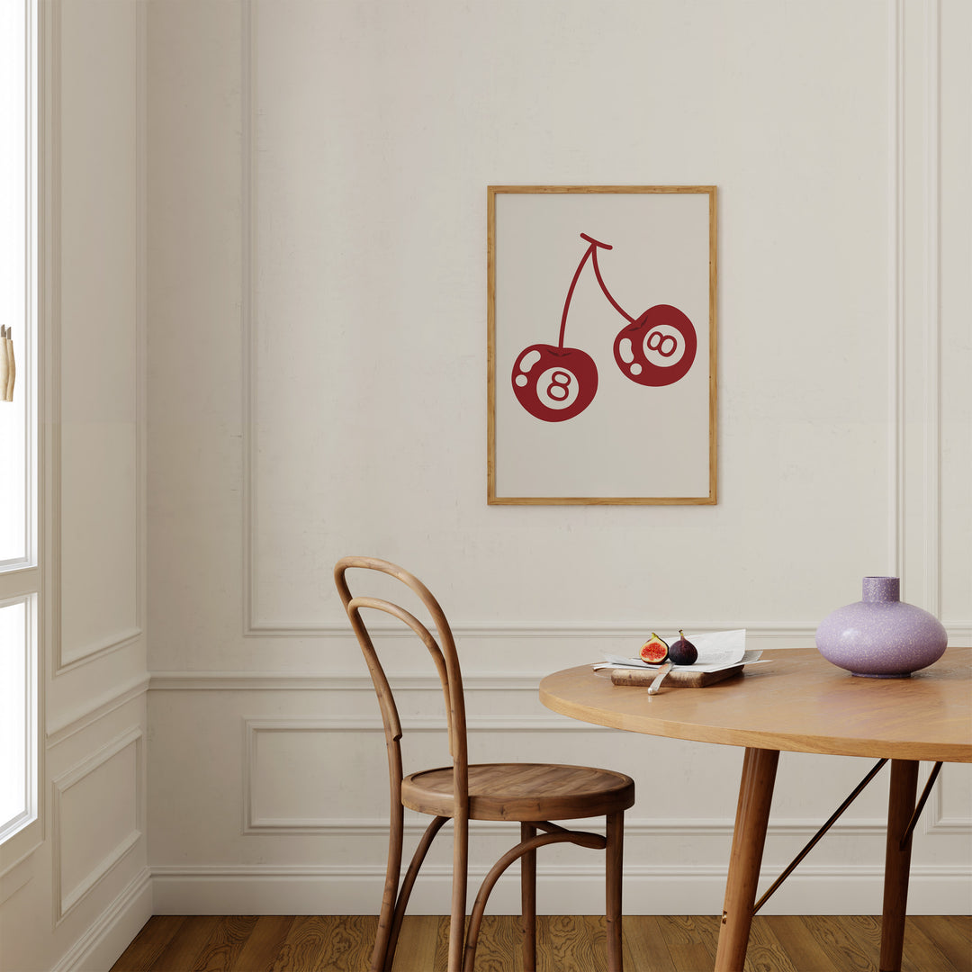 Cherry Lucky 8 Wall Art,diningroom,kitchen,timber border